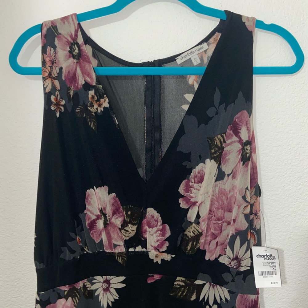 Charlotte Russe Floral Romper Sheer Back NWT